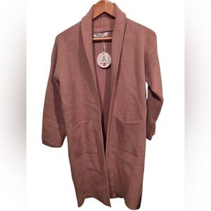 ANRABESS Dusty Rose Long Open Front Cardigan | Size S | NWT